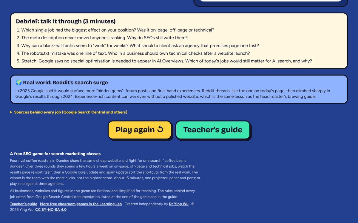 Five debrief questions, a real-world box on Reddit's search surge, and the sources.